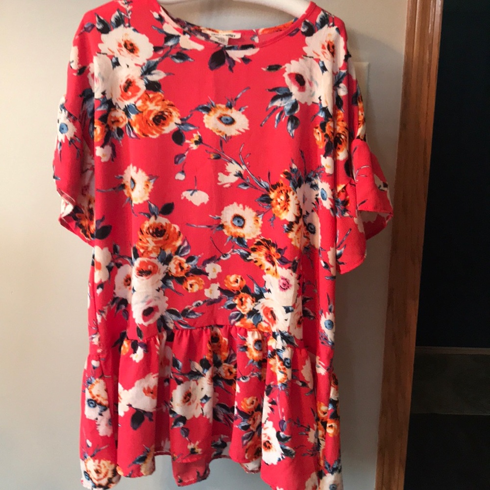 Floral pink peplum top